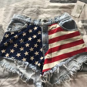 RunwayDreamz “American flag” denim shorts